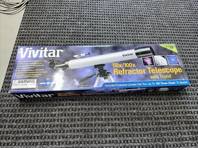 Vivitar 50x/100x Refractor Telescope with Tripod plus 3X Finder Scope New in Box - Image 1 of 2