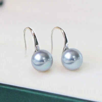 Brincos japoneses de ouro 18K 10 mm de pérola Akoya Seawater, design de gancho de salto alto - Imagem 1 de 4