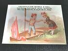 1800's Young Red-Capped Boy Invites Lass for RowBoat Ride Victorian Trade Card 