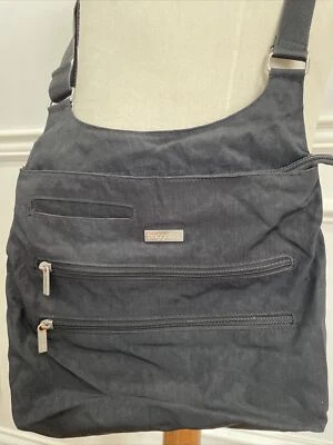 Bolsa de mão Baggallini tiracolo preta chita bolsa de ombro zíper alça ajustável - Imagem 1 de 4