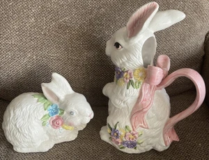 "Lote vintage de conejito de Pascua/Hermitage 11"" jarra de conejo y estatuilla Bon Marche" - Imagen 1 de 7