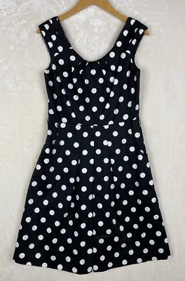 Vintage Leslie Fay Dress Womens 6 Midi Fit Flare Polka Dot Retro Cocktail Party - Image 1 of 4