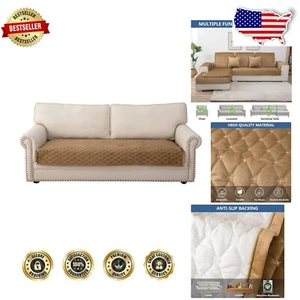 Elegant Anti-Slip Velvet Sofa Cover for 3 Cushion Couches - Coffee 43''x70'' - Picture 1 of 10