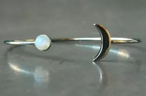 Mondstein Armreif silber Mond Halbmond Geschenkidee Frau Freundin Mutter - Bild 1 von 7
