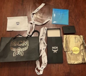 MCM Authentic Logo Gift Bag 10"x7" & Gift Box 7"x4" & Felt Bag 6"x4.5" w/ Ribbon - Picture 1 of 13