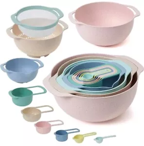 10 Pcs Plastic Mixing Bowls Set with Measuring Spoon, Colorful Serving Bowls - Picture 1 of 7