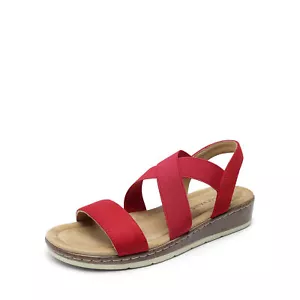 US Women Classic Slip on Flat Sandals Low Wedges Vacation Beach Walking Sandals - Picture 1 of 36