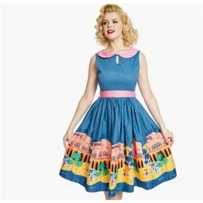 Nuevo con etiquetas Vestido de Playa Lindy Bop Estilo Años 50 Beattie Venice Talla 20 Foto 1 de 4