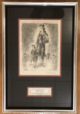 Original Chaim Gross Pencil Drawing United Jewish Appeal Albert Gitlow Framed
