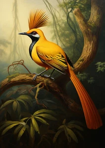 Pájaro del paraíso, estampado de pájaro de la selva, estampado de arte de pared, póster de pared de aves tropicales - Imagen 1 de 4