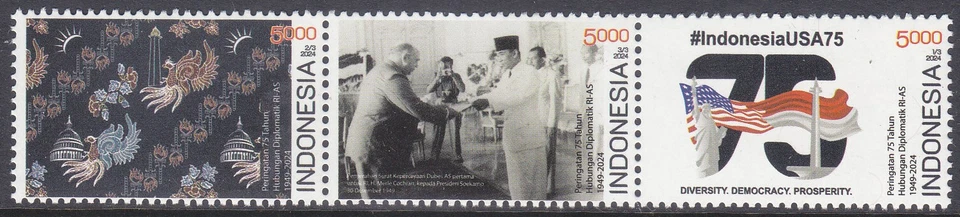Indonesia - Indonesie Issue 2024-12-13 (Set) 75 Years Relations with the USA - Image 1 of 1