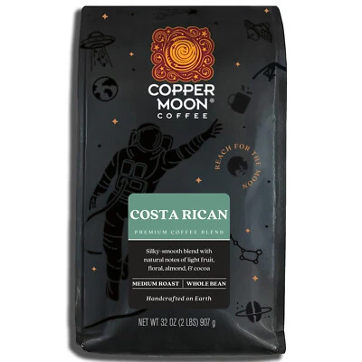 COPPER MOON COFFEE COSTA RICAN BLEND, MEDIUM ROAST, WHOLE BEAN, 2 LB.