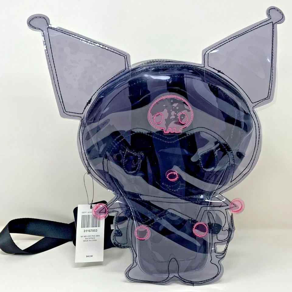 Mini Mochila Kuromi Negra Transparente Figura con Orejas Púrpura Oscuro - Nueva con Etiquetas Foto 1 de 4