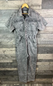 Free People Marci Overall Gr. Large grau Denim Jumpsuit Boilersuit Boho Freizeit - Bild 1 von 13