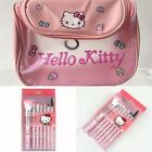 New HELLO KITTY Make-up Case & 7 Pc Brush Set Cosmetic Portable Travel Organizer