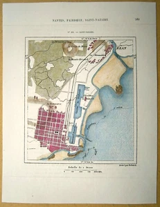 1877 mapa de Perron SAINT-NAZAIRE, FRANCIA, #160 - Imagen 1 de 1