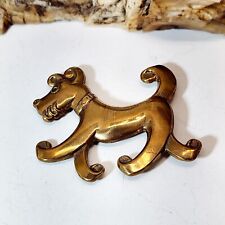 Vintage Brooch Dog Terrier Figural Cute Mutt Brass Plated Dog Lover Jewelry 2"