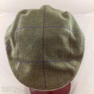 Men's Hunter of Brora Flat Cap, Pure Wool, Green/Purple - Excellent Condition - Bild 1 von 6