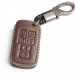 For Toyota Sienna HYQ14ADR 6 Buttons Key Fob Cover Case Chain Brown Leather - Picture 1 of 6