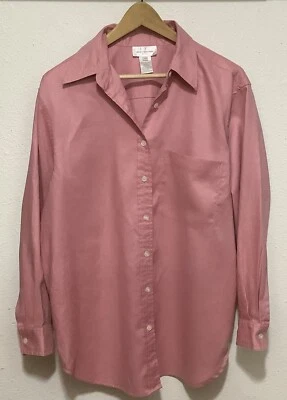 Jones New York Women’s Shirt 1X 100% Linen Button Front Pink Long Sleeve Preppy - Image 1 of 4