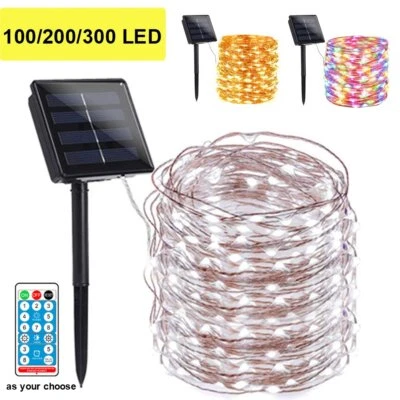 100/300 LED Solar Fairy String Light Copper Wire Outdoor Waterproof Garden Decor - Image 1 of 4