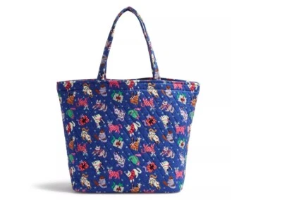 全新 Vera Bradley 圣诞猫薄荷猫必备大手提包 大号 蓝色 — 第 1/2 张图片