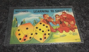 WW2 War Army Comic Linen Postcard - - Picture 1 of 2