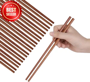 Reusable Wooden Chopsticks Set 10 Pairs Natural Japanese Korean Dining 9.84" - Picture 1 of 12