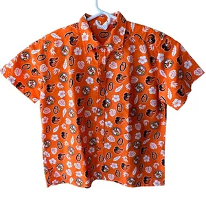 Baltimore Orioles Shirt Mens M Short Sleeve Hawaiian Button up Collar Orange - Picture 1 of 7