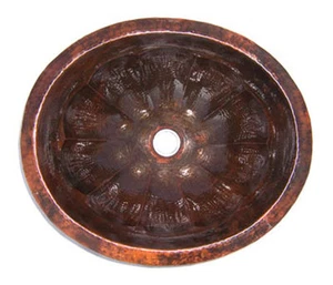Mexican Copper Bathroom Sink Hand Hammered Oval Drop in 05 - Picture 1 of 1