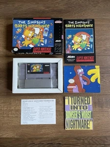 I Simpson Bart’s Nightmare Cib Poster Manuale Carrello Scatola Super Nintendo SNES - Foto 1 di 18