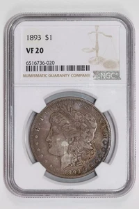 1893 MORGAN DOLLAR NGC VF20 - Picture 1 of 2