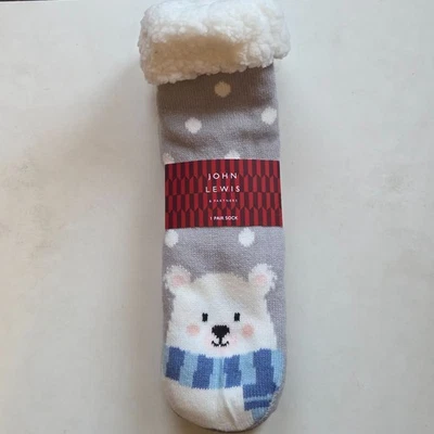 John Lewis Oso Polar Zapatilla Calcetines Botín Talla Única Nuevo con Etiquetas Foto 1 de 4
