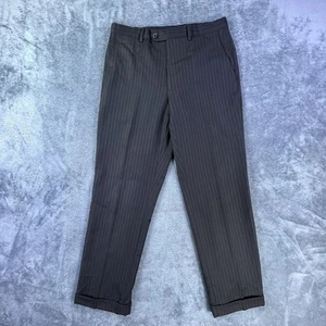 Valentino Roma Pantalone Uomo 32x30 Nero Gessato Abito Pantaloni Lana Formale Italia - Foto 1 di 13