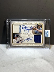 2023 Topps Definitive #DAR-YY Christian Yelich Robin Yount Dual Relic Auto #/35 - Picture 1 of 2
