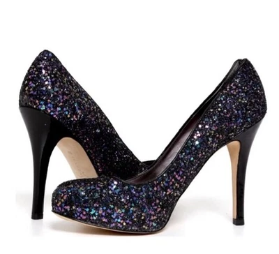 Zapatos de tacón de aguja IVANKA TRUMP negros multicolores iris brillantes 8,5 Foto 1 de 4