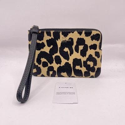 Coach женщин угол молнии кошелек с ремешком галечной кожи CBP22 леопард печать мульти - Изображение 1 из 4