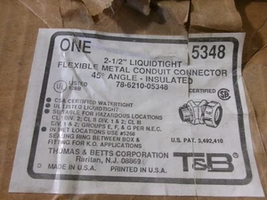 New Thomas & Betts 5348 2 1/2" Liquid Tight Flexible Metal Conduit Connector AK - Picture 1 of 4