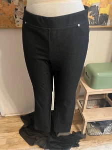 NWT 79$ Karl Lagerfeld Black Straight Leg Pull On Pants L - Picture 1 of 10