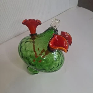 Vintage Hand Blown Glass Green Hummingbird Feeder READ DESCRIPTION  - Picture 1 of 15