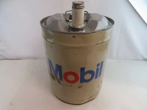 Vintage Mobil 5 Gallon Can Oil Grease Gear Lubricant - Picture 1 of 10