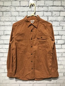 Old Navy, S/P, Brown 100% Cotton Denim Long Sleeve Button Down Shirt, Pocket - Picture 1 of 10