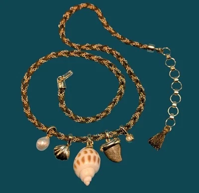 Collar Kendra Scott Oleana Gris Dije Perla Obsidiana Concha Marina Tono Dorado 16-18" Foto 1 de 4