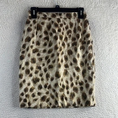 NUEVO SIN ETIQUETAS Falda Lápiz Escada Para Mujer Marrón Tostado Estampado Animal Hasta la Rodilla Talla US 2 Foto 1 de 4