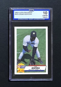 EDGAR RENTERIA ISA 10 GEM EARLY CARD KANE COUNTY COUGARS POP 1 SCARCE - Picture 1 of 2