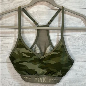 PINK Victoria's Secret Camo Racerback Sports Bra Small Padded - Picture 1 of 8