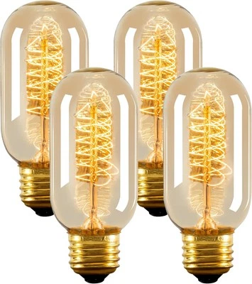 UNRANDED Edison Bulbs,4-Pack Vingtage Filament Light Bulb,T45 2700K Warm Light 40 Watt...