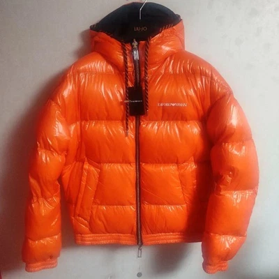 Двусторонний пуховик EMPORIO ARMANI размер 44 оранжевый и темно-синий винтажный мужской - Изображение 1 из 4