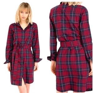 Brooks Brothers Red Fleece Classic Red/Dark Navy Plaid Button Down Shirt Dress - Picture 1 of 9