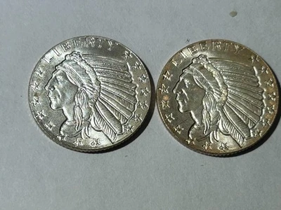 1/10 oz Silver Rounds .999 fine Golden State Mint Indian Heads, 2 each Unc. - Image 1 of 2